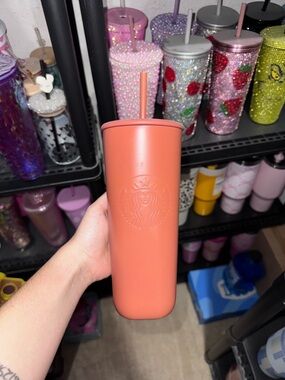 Starbucks Matte Coral Orange Tumbler with Straw